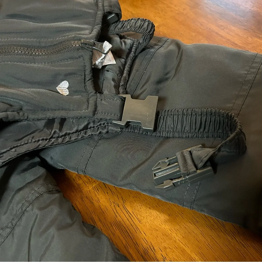 Carter’s Charcoal Gray Snow Bib Overalls White Heart | Girls 3T